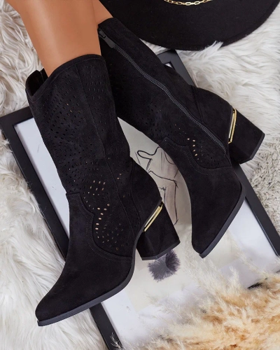 Royalfashion Cizme stiletto joase ajurate Hewir