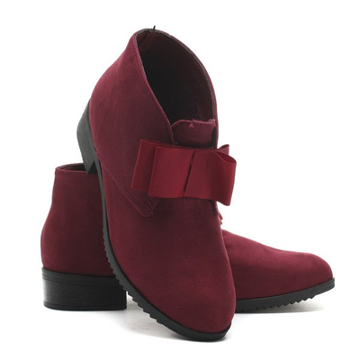 Botine din piele de căprioară Seanna burgundy - Încălțăminte