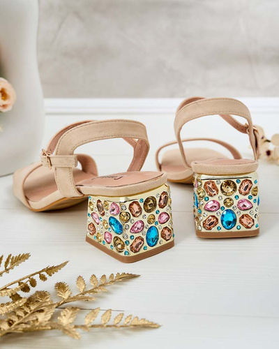 Royalfashion Sandale de damă pe postament cu cristale Ohvare