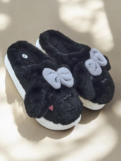 Papuci din blană pentru femei Royalfashion cu fundiță Savos
