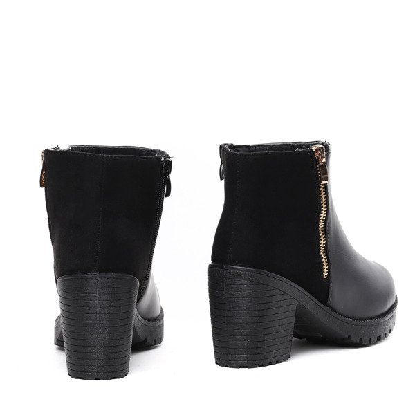 Czarne botki na słupku Dalary- Obuwie