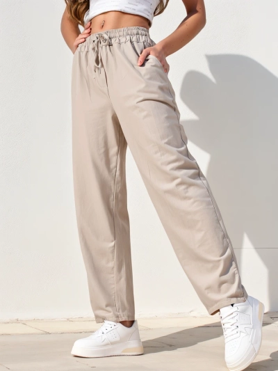 Pantaloni drepți din bumbac pentru femei Royalfashion