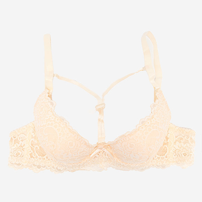 Sutien din dantela bej cu bretele - Lenjerie intima