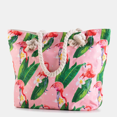 Geantă de plajă multicoloră cu flamingo - Genți de mână