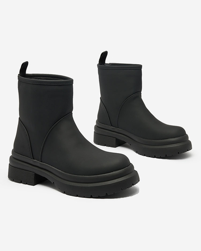 Royalfashion Cizme negre mate pentru femei cu talpă mai groasă Holeopi