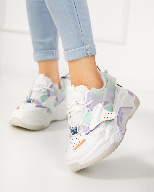 OUTLET Pantofi sport dama, adidasi in alb si mov Xillop - Incaltaminte