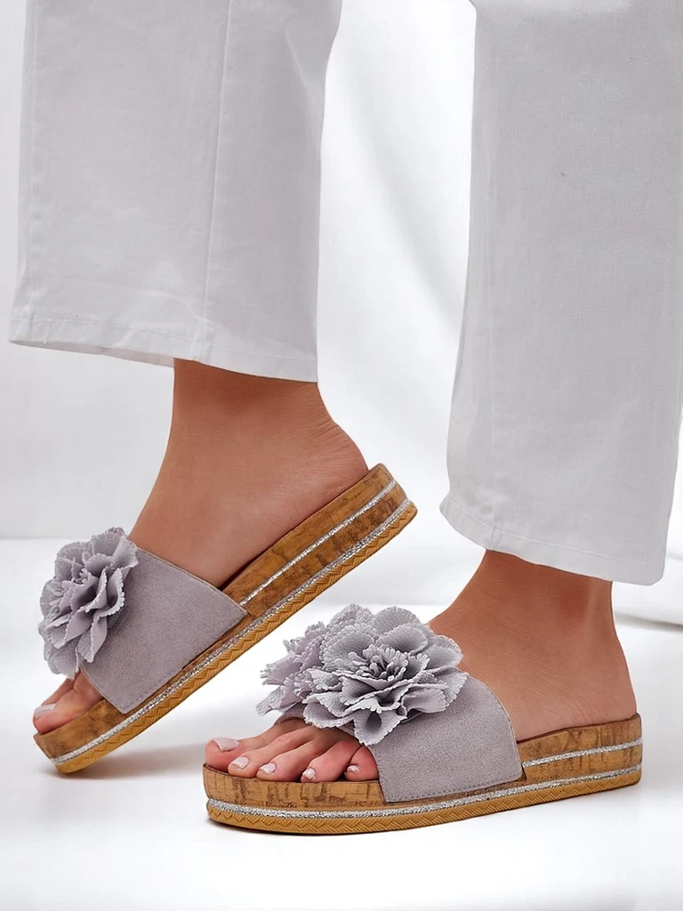 Papuci de plajă pentru femei Royalfashion cu flori Focce