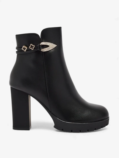 Botine de damă din piele ecologică cu toc gros Sylvar