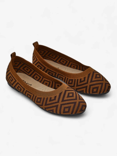 Pantofi balerini de damă Royalfashion din material textil cu imprimeu geometric Metric