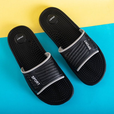 Papuci de cauciuc negri pentru bărbați cu vârfuri Liw - încălțăminte