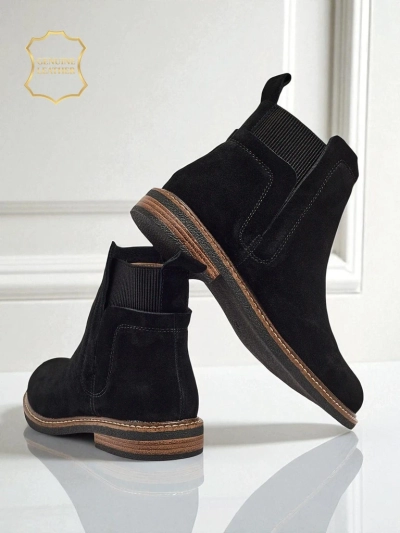 Botine Negre Ariston din Piele cu Piele Întoarsă