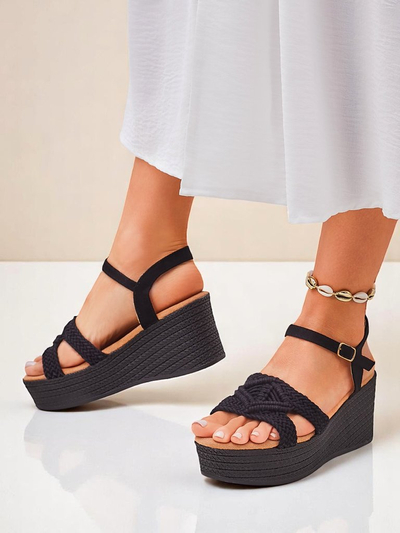 Royalfashion Sandale cu platformă pentru femei împletite Sunny Day