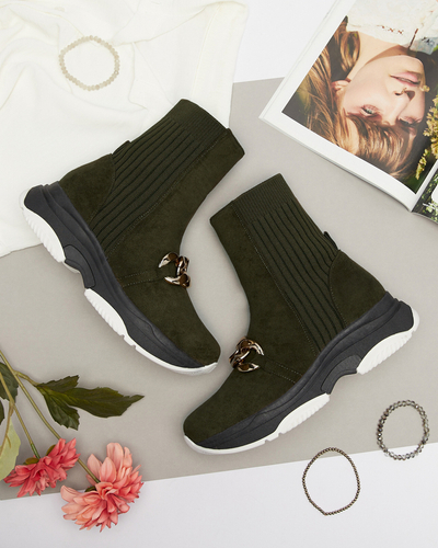 Cizme eco-suede izolate verzi de damă Cuzitta- Footwear