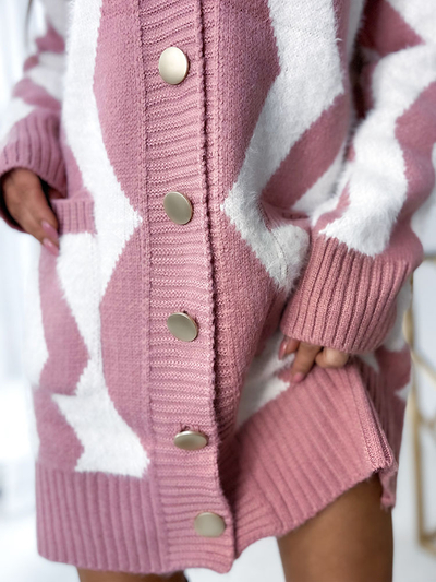 Royalfashion Pulover lung cu nasturi în carouri Koalt