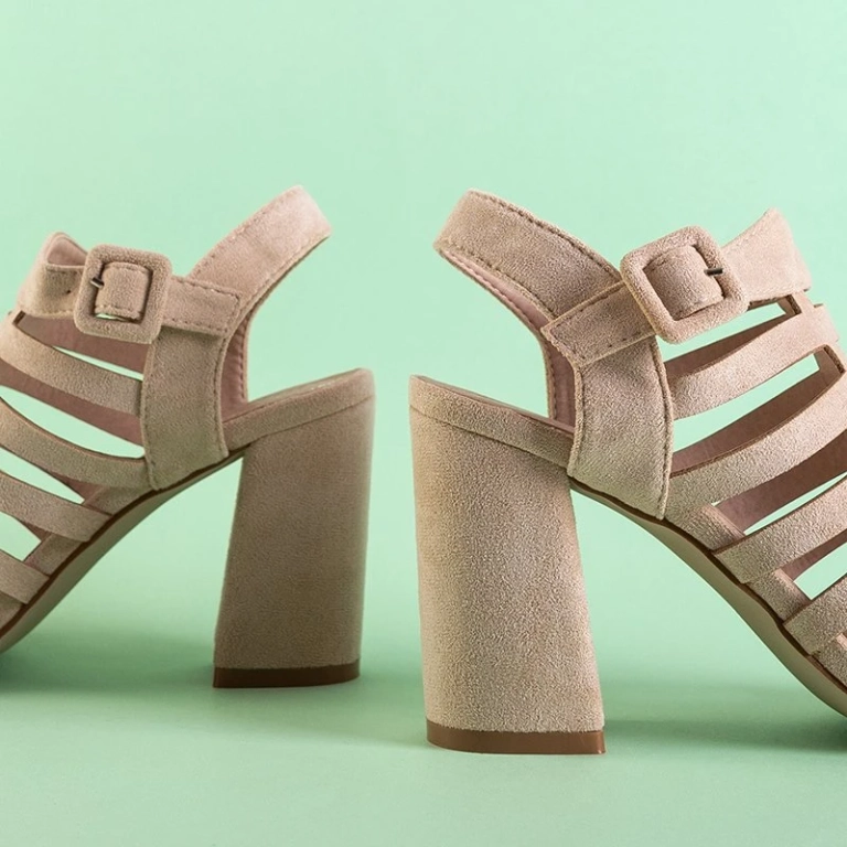 OUTLET Sandale bej cu dungi pentru femei pe post Sima - Încălțăminte