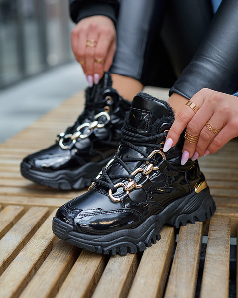 Cizme de iarnă sport pentru femei negre a'la trappers Mertika - Încălțăminte