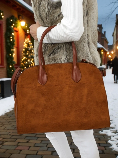 Geantă de damă shopper din piele ecologică tip piele întoarsă Dorelle