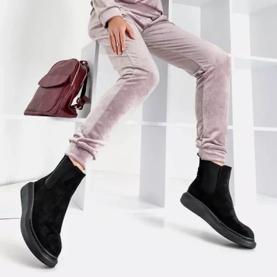 OUTLET Cizme negre de dama pe platforma Baruccio - Incaltaminte