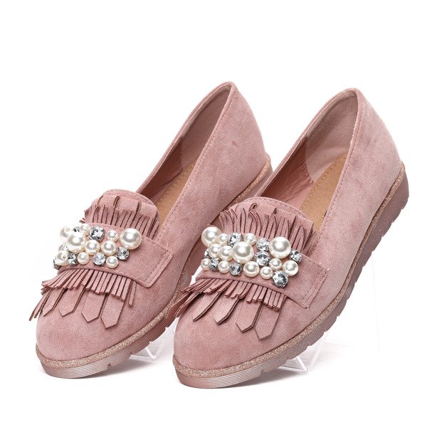 Różowe mokasyny z frędzlami Nancy- Obuwie