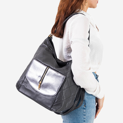 Geanta de dama mare matlasata gri - Accesorii