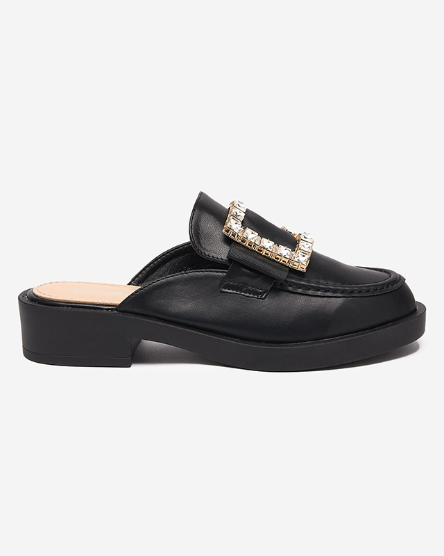 Papuci negri dama a'la loafers Delaqi - Pantofi