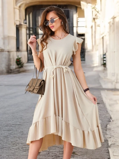 Rochie midi Royalfashion pentru femei cu volane și mâneci scurte