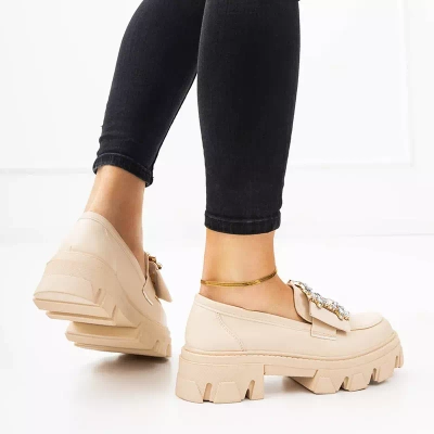 OUTLET Pantofi dama bej cu cristale Rewilla - Incaltaminte