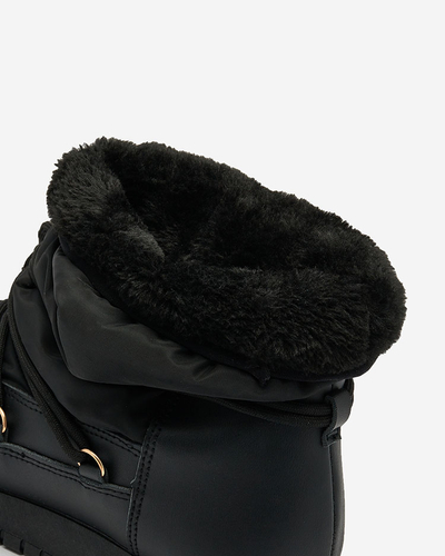 Royalfashion Cizme de zăpadă slip-on pentru femei de culoare neagră Iredas
