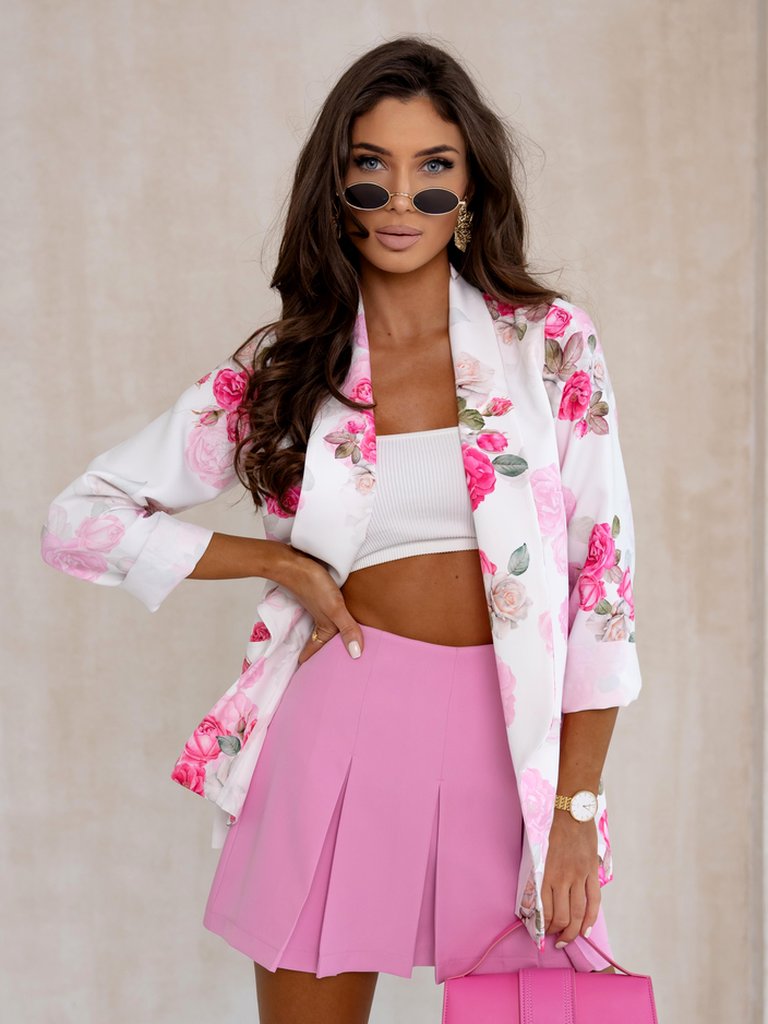 Blazer pentru femei Royalfashion fără închidere cu flori de trandafir