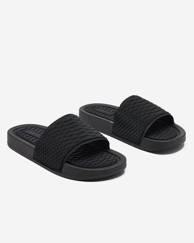 OUTLET Papuci de dama negri cu relief Galite - Incaltaminte