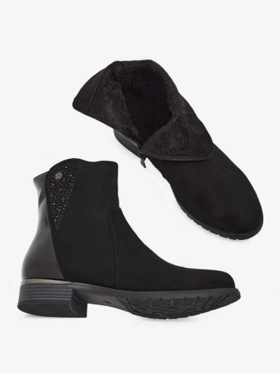 Botine Kelmo din piele ecologică de căprioară cu inserții lăcuite