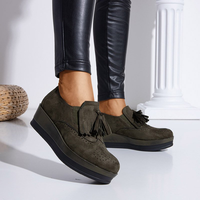 Încălțăminte pentru femei verde închis pe platforma Jacob - Încălțăminte