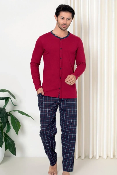 Pijamale bărbați Royalfashion din bumbac cu carouri