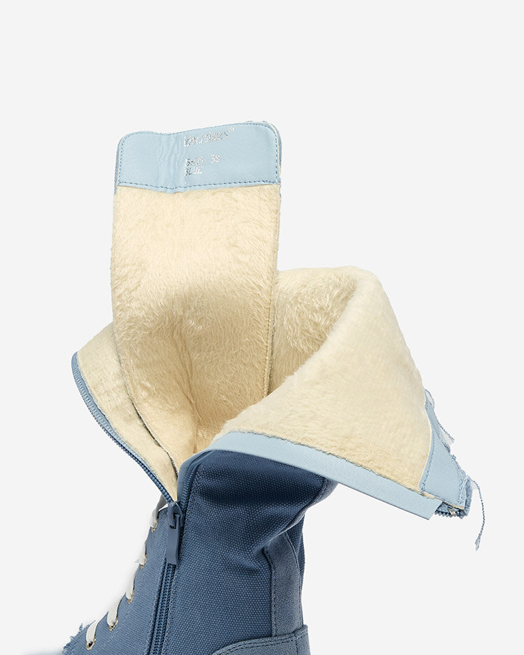 Royalfashion Cizme de damă din material textil de culoare albastră Leconen