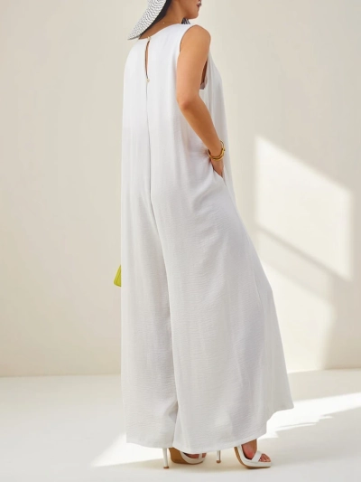 Artemisia Eleganza – weißer Damen-Maxi-Overall aus Viskose mit Trägern