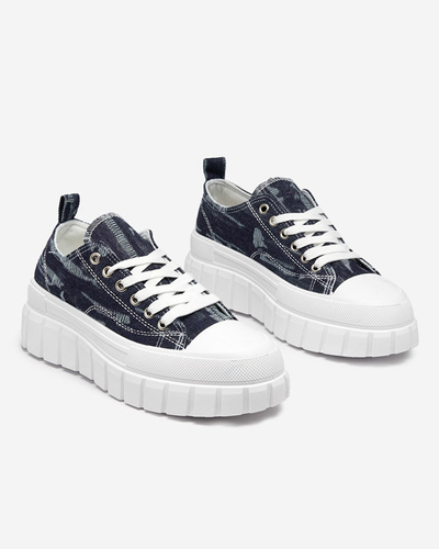 OUTLET Tenisi dama bleumarin a'la jeans pe platforma Resi - Incaltaminte