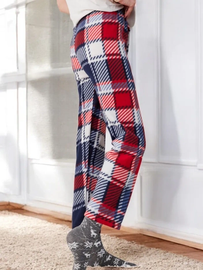 Pantaloni de femei Royalfashion din bumbac pentru Crăciun din pijamale în carouri