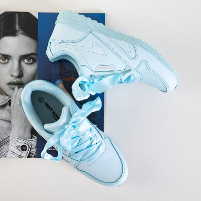 Încălțăminte sport albastră pentru femei legată cu o panglică Kamela - Încălțăminte