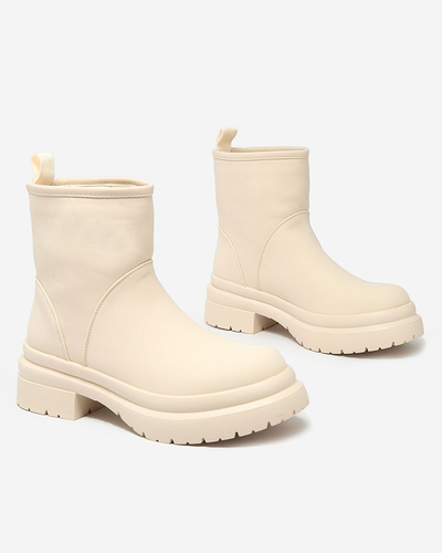 Royalfashion Cizme pentru femei bej mat cu talpă mai groasă Holeopi