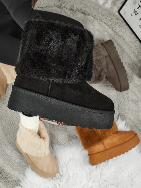 Ghete tip snowboots de damă cu blană artificială Irelle