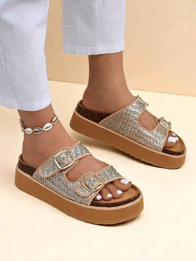 Royalfashion Klapki di Hende Muhé riba Plataforma Nora Woven