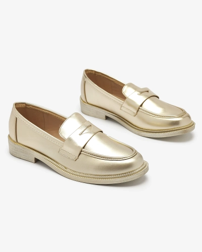 Mocasini aurii de damă din piele ecologică Zibom- Footwear