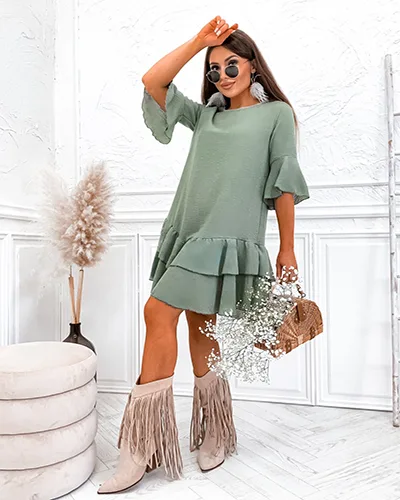 Royalfashion Rochie mini pentru femei din in