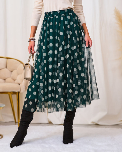 Royalfashion Fustă midi de damă verde închis cu două straturi