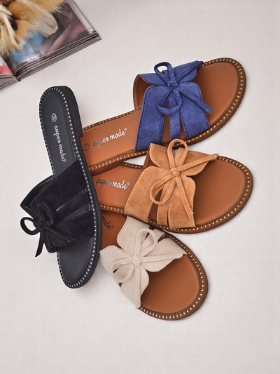 Royalfashion Sandale plate pentru femei cu fundă Gerber