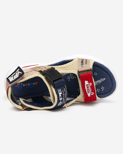 Sandale baieti bej si bleumarin cu Velcro Elbrusia - Incaltaminte