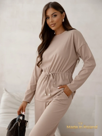 Royalfashion Set dama din bumbac, tip pulover, cu striatii