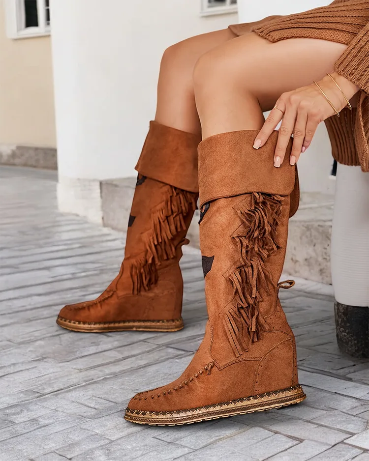 Royalfashion Cizme de damă cu ancoră ascunsă Rotin