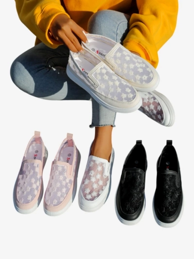 Loafers din plasă pentru femei Royalfashion cu flori Emzos