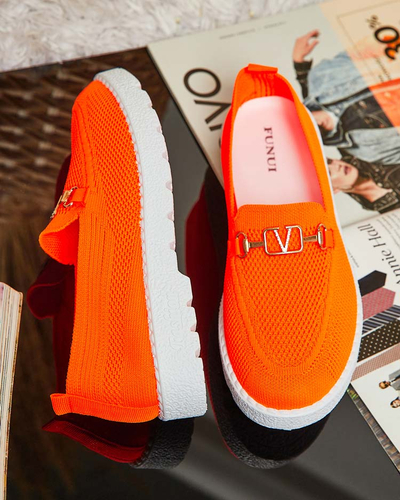 Royalfashion Mocasini de damă din material textil cu ornament auriu Erticae